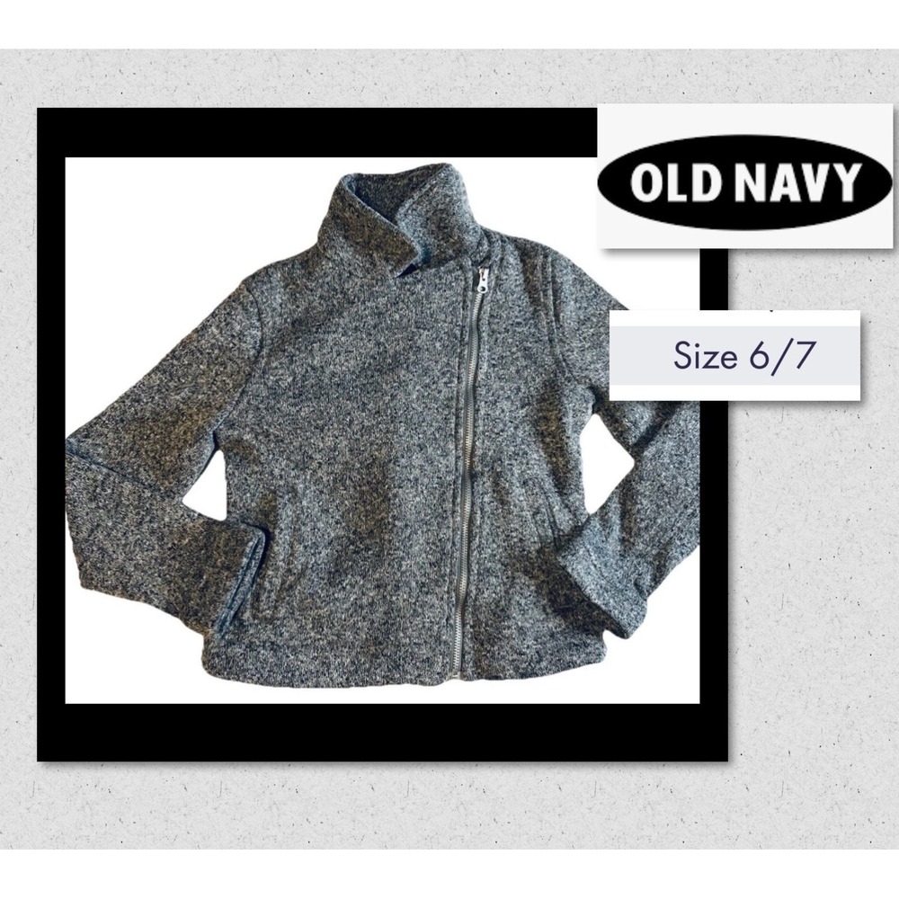 Old Navy Youth Girls Size Small (6/7)Jacket Asymmetrical Zip Heather Gray Fleece